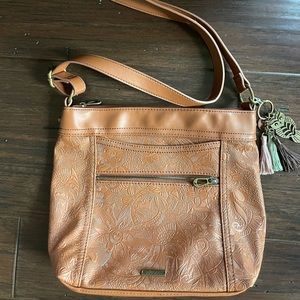 Sakroots brown tooled leather crossbody